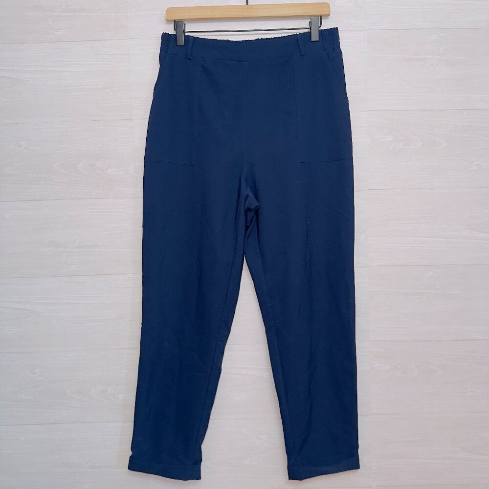 Grace Karin Women's Blue High Waisted Pull On Stretchy Casual Ankle Length Pants